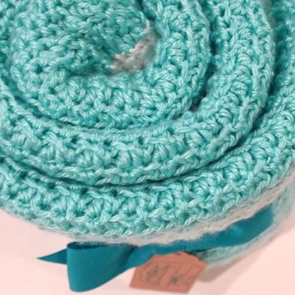 Dolphin Blues / Crochet Afghan Blanket / Soft Silky Yarn - Picture 2 of 15